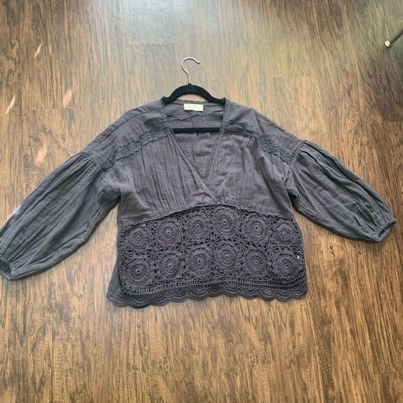 Lucky Brand Tops - Lucky brand long sleeve crochet top size M